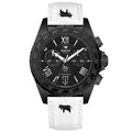Trauffer Alpenaufzug TR-SP-02-NL-23 Stahl PVD schwarz Q Chronograph ZB schwarz Index Römisch Lederband 46mm