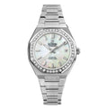 Le Temps LT1035.15BS01 Q Atlantis Lady Saphir Stahl ZB Perlmutt weiss Index Swarovsky Lunette Metallband 35mm