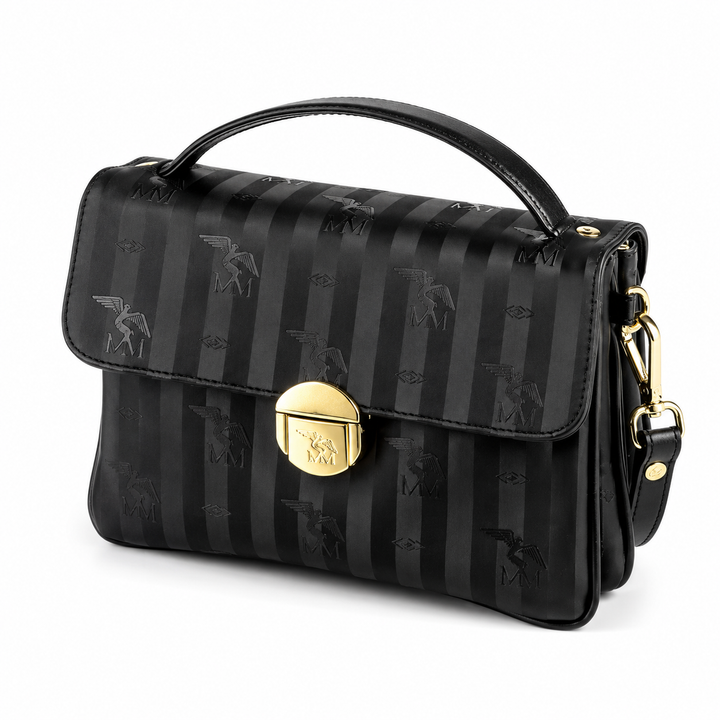 Maison Mollerus SIGNAU Umhängetasche klein Vinerus Canvas  Schwarz / Gold 01/2639/1018