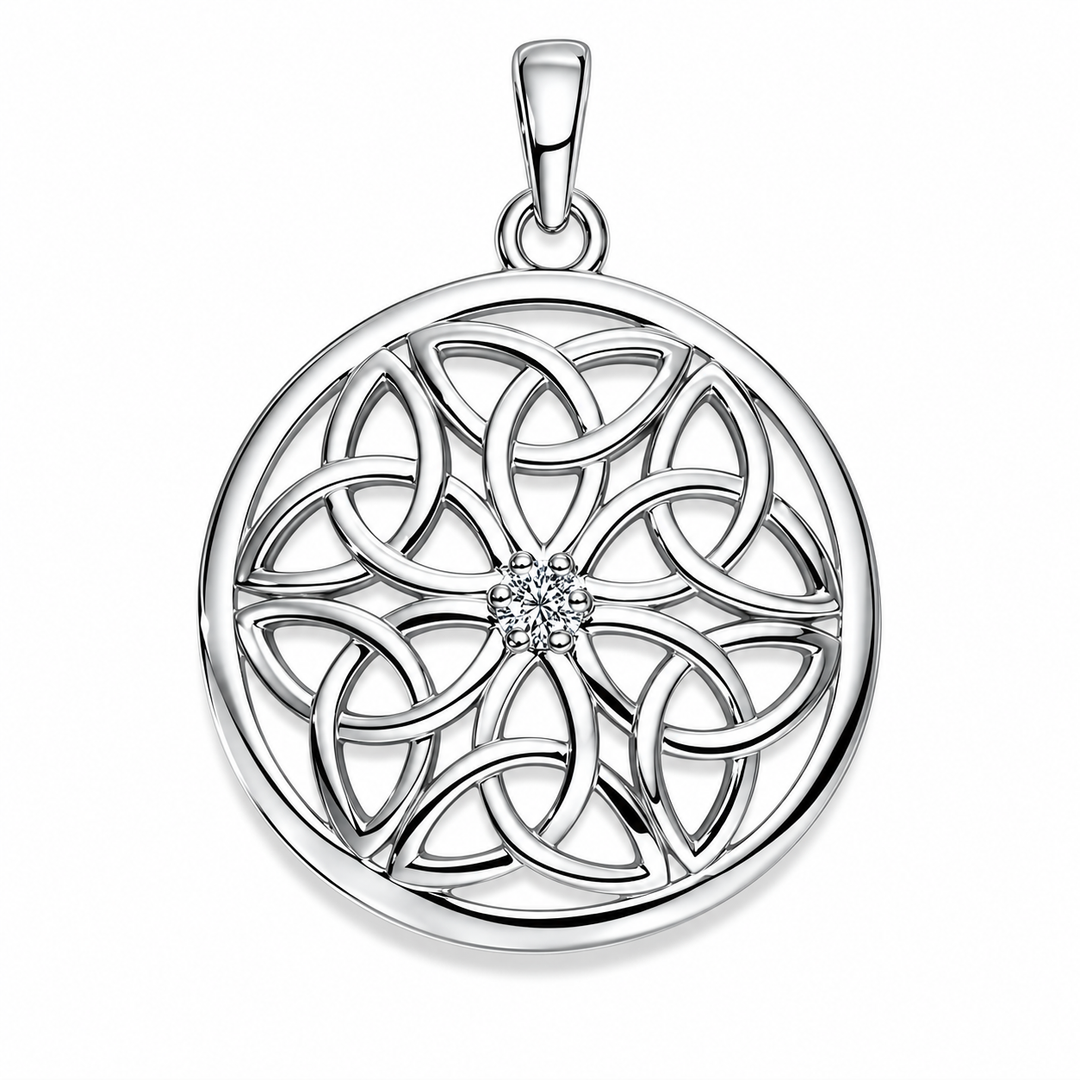 Anhänger Silber rhodiniert Lotus Zirkonia poliert 22mm