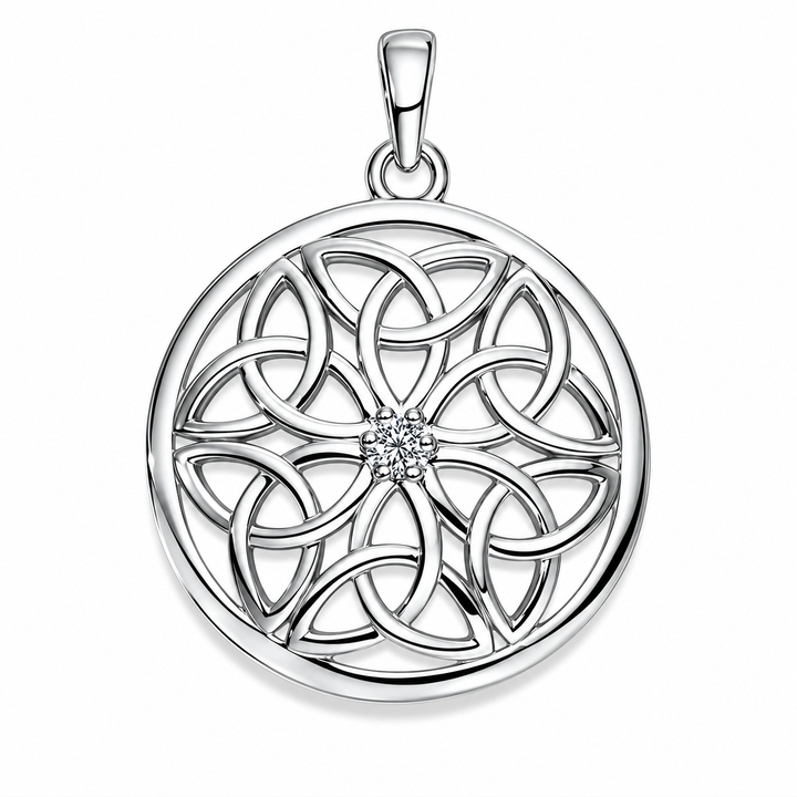 Anhänger Silber rhodiniert Lotus Zirkonia poliert 22mm