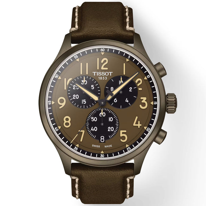 Tissot Chrono XL Vintage T116.617.36.092.00 Q Stahl PVD Khaki ZB grün Arabisch Lederband