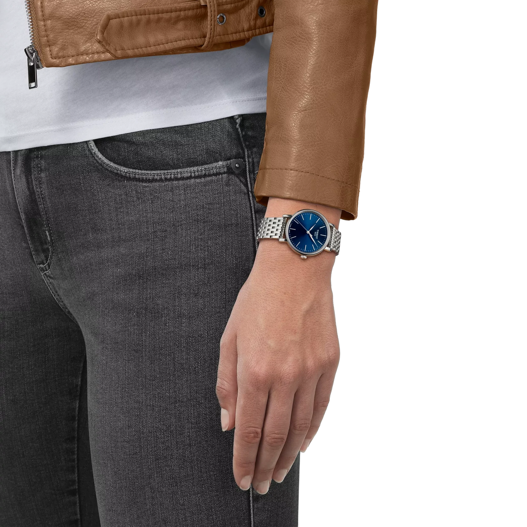 Tissot Everytime T143.210.11.041.00 Lady Q Stahl ZB blau 34mm