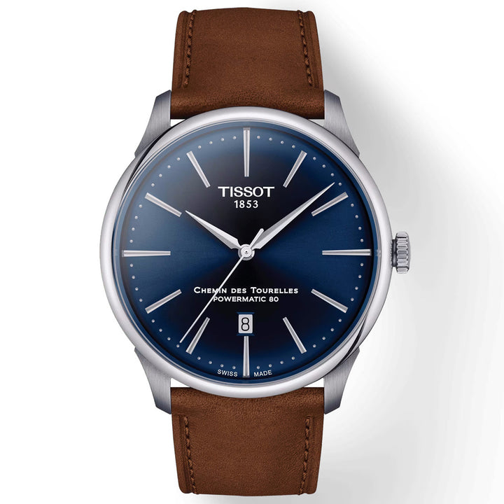 Tissot Chemin de Tourelles T139.407.16.041.00 Stahl Powermatic 80 ZB blau Index Lederband 39mm