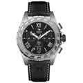 Trauffer Alpenaufzug TR-SP-02-SL-21 Stahl Q Chronograph  ZB schwarz Index Römisch Lederband 46mm