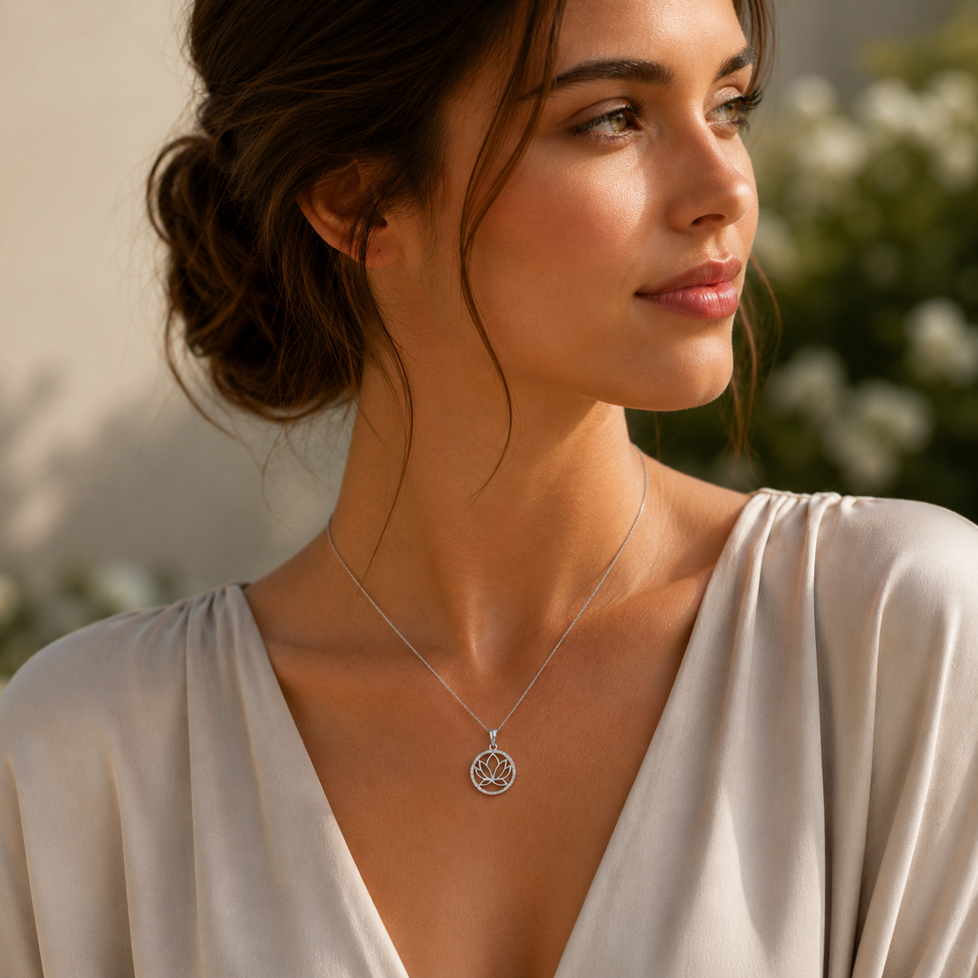 Anhänger Silber Lotus Zirkonia rhodiniert 21mm