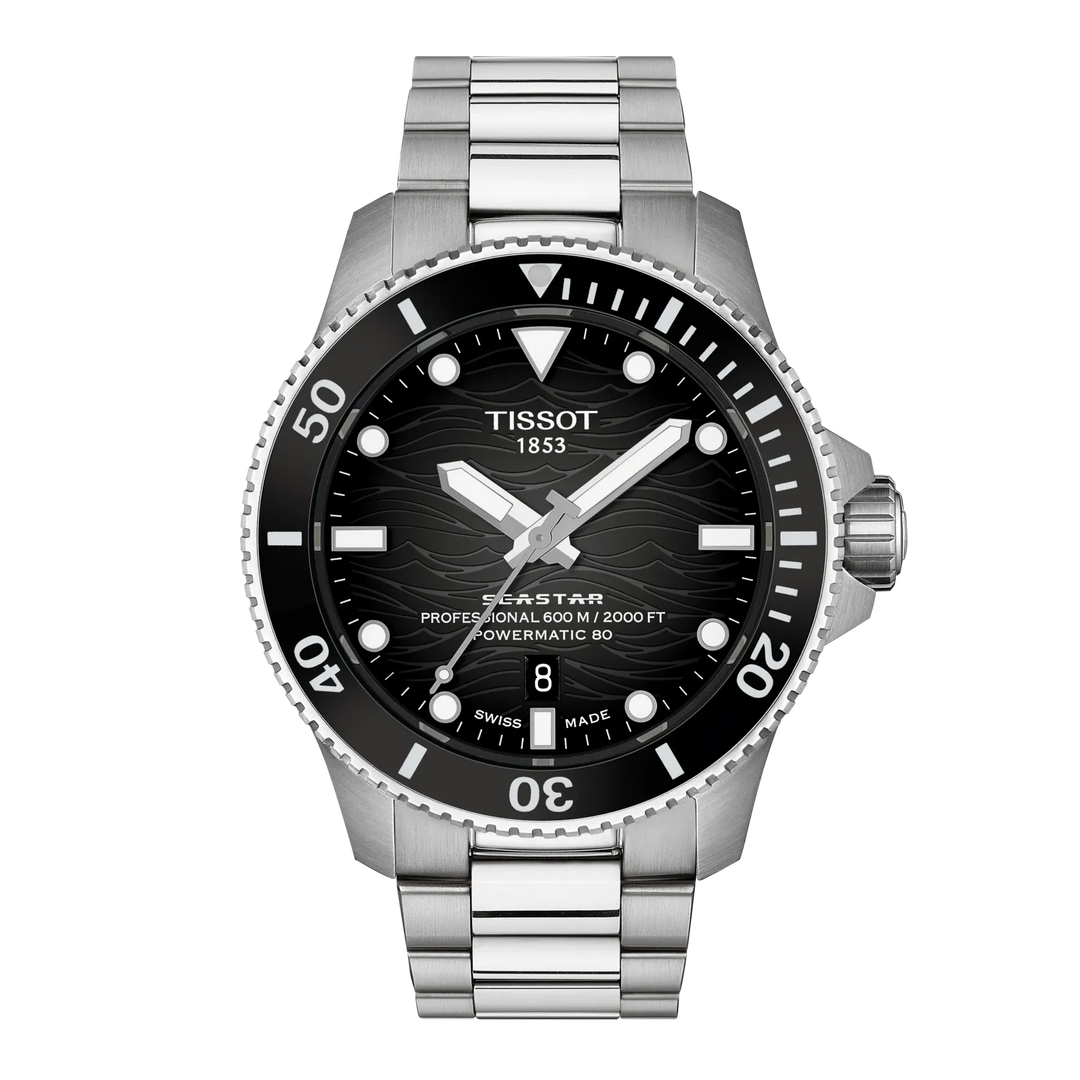 Tissot Seastar 2000 T120.907.11.051.00 Stahl Powermatic 80 ZB schwarz Index Punkte Lunette Keramik 44mm