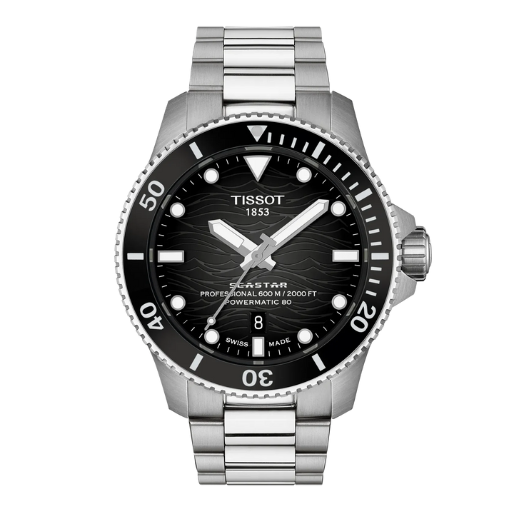 Tissot Seastar 2000 T120.907.11.051.00 Stahl Powermatic 80 ZB schwarz Index Punkte Lunette Keramik 44mm