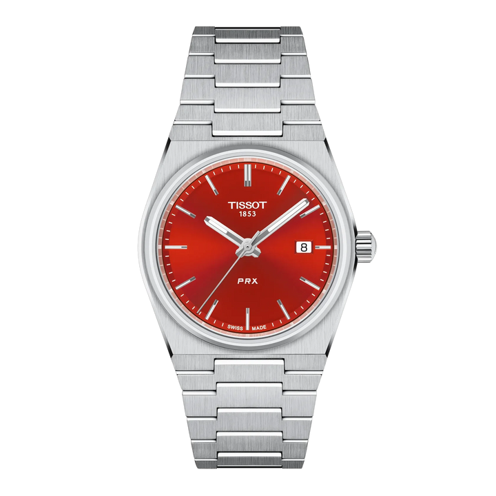 Tissot PRX T137.210.11.421.00 Q Stahl ZB rot Index Metallband 35mm