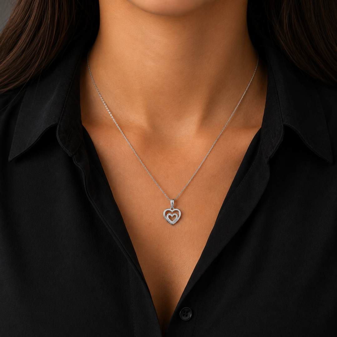 Anhänger Herz Silber rhodiniert facettiert mit Zirkonia poliert 12x10mm