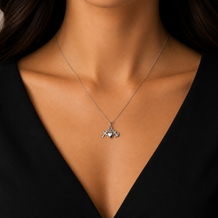 Anhänger Glaube Liebe Hoffnung Silber rhodiniert Glaube Liebe poliert 15x12mm