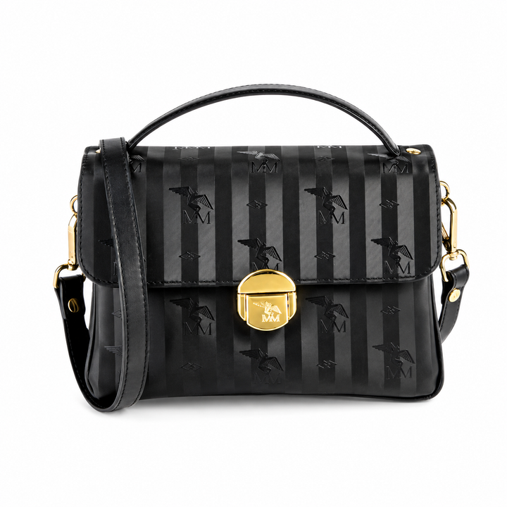 Maison Mollerus SIGNAU Umhängetasche klein Vinerus Canvas  Schwarz / Gold 01/2639/1018