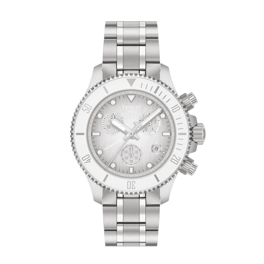Tissot Seastar 1000 Chronograph Q T120.217.11.011.00 Stahl ZB grau Verlauf Punkte Index 38mm