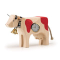 Trauffer Kuh 2 TR-KS-01-GO-02 Holz und rot Q Uhr Stahl PVD gelb ZB weiss Römisch 9cm hoch