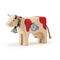 Trauffer Kuh 3 TR-KG-01-SO-02 Holz mit rot Q Uhr Stahl ZB weiss Römisch 10cm hoch