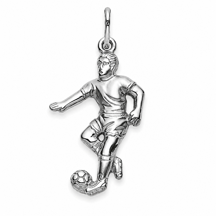 Anhänger Fussballer Silber rhodiniert  matt poliert 15x22mm