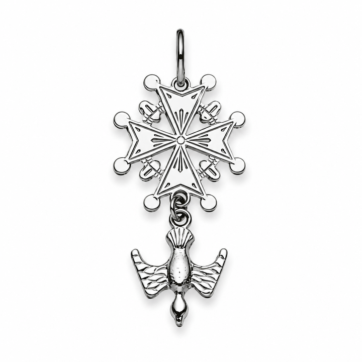 Anhänger Hugenottenkreuz Silber rhodiniert poliert 24x12mm