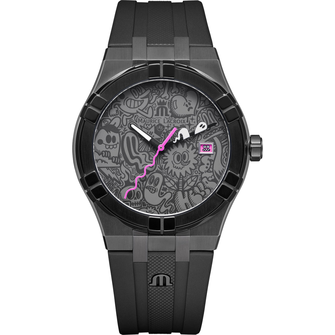 Maurice Lacroix Aikon AI1108-PVL20-090-2 Wotto Special Edition ZB grau Wotto  Band Kautschuk 40mm