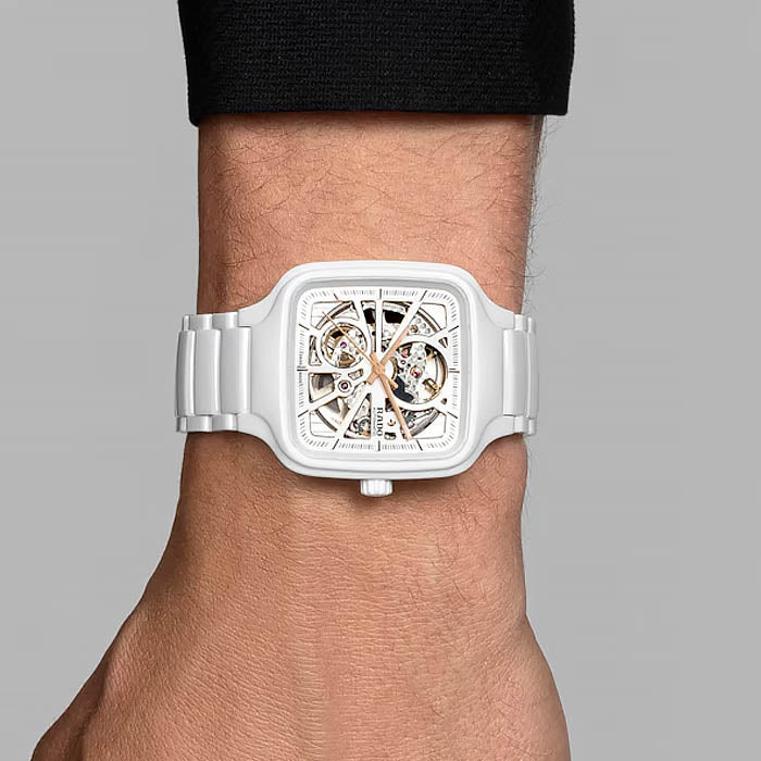 Rado L True Square R27126012 Automatic Keramik weiss Open Heart 38mm