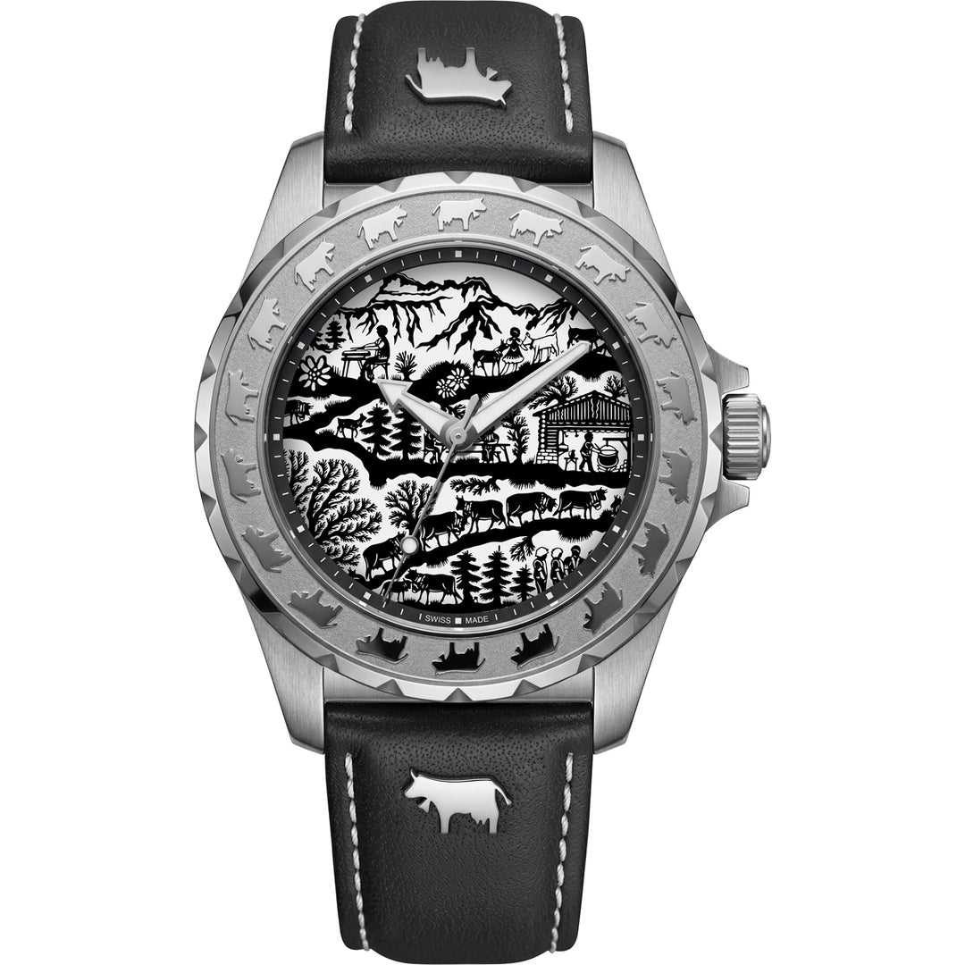 Trauffer Alpenaufzug Scherenschnitt TR-AG-10-SL-21 Q Leder 42mm