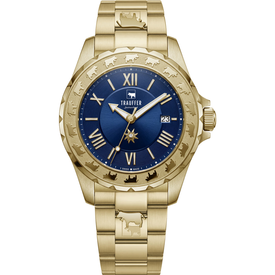 Trauffer Alpenaufzug Color TR-AL-03-GM-01 ZB blau Q plaqué Brc 34mm