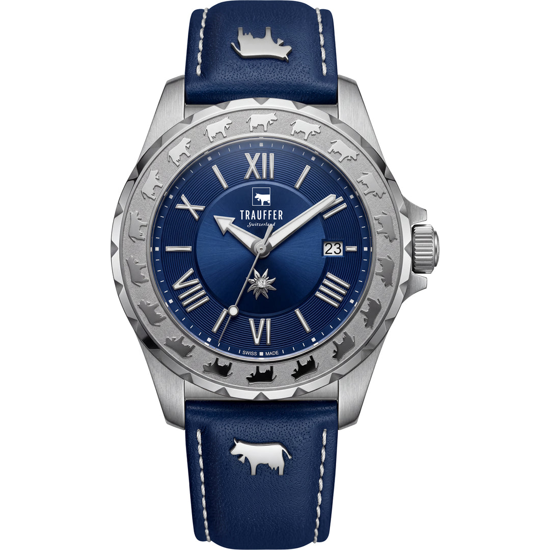 Trauffer Alpenaufzug Color TR-AL-03-SL-22 Q Leder Brc ZB blau 34mm