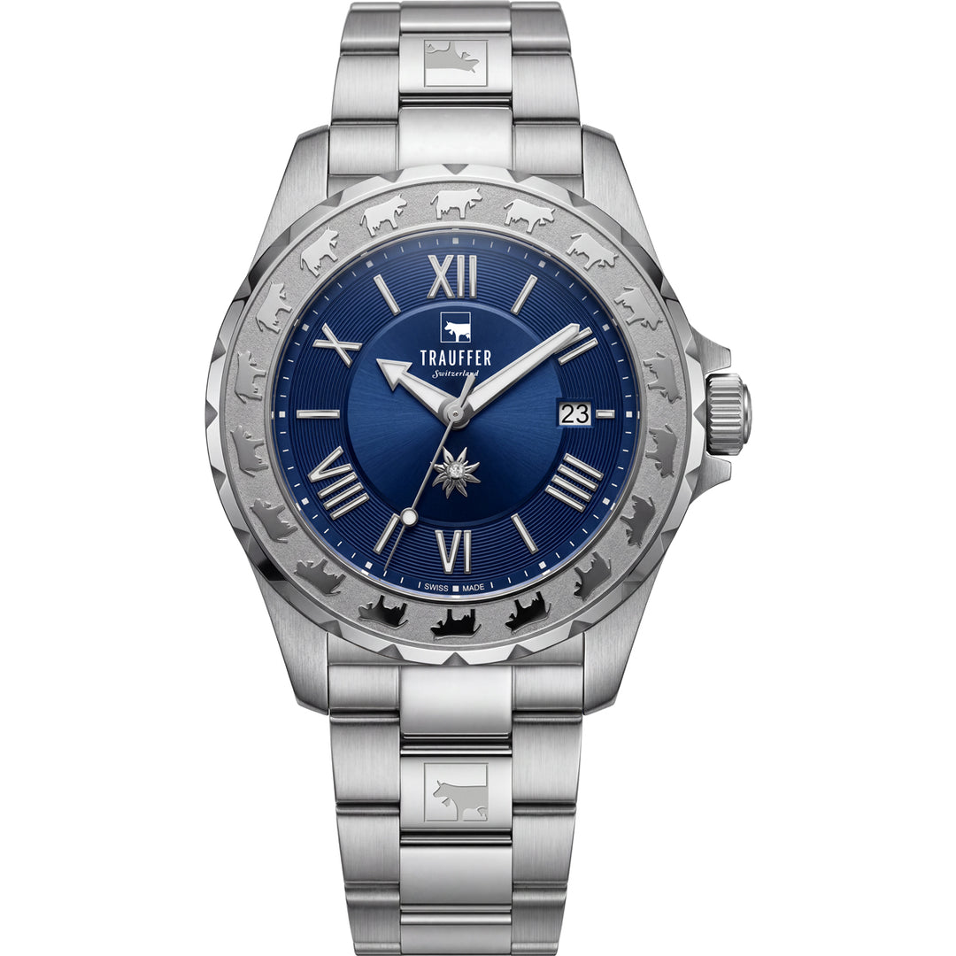 Trauffer Alpenaufzug Color TR-AL-03-SM-01 Q stahl Brc ZB blau 34mm