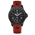Trauffer Alpenaufzug TR-AL-02-NL-24 Q Stahl PVD schwarz ZB schwarz Römisch Lederband mit Kuh 34mm