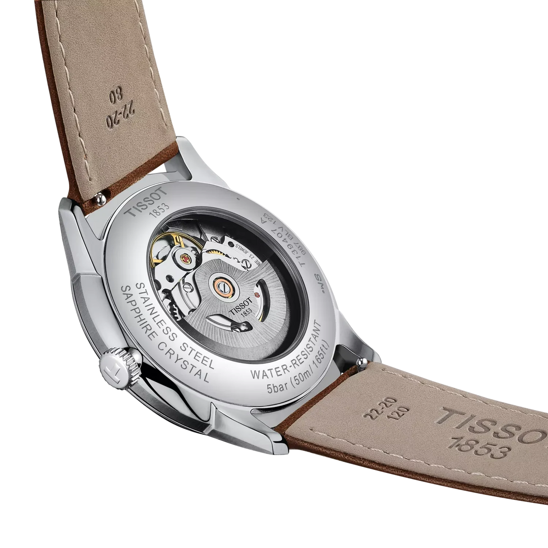 Tissot Chemin de Tourelles T139.407.16.041.00 Stahl Powermatic 80 ZB blau Index Lederband 39mm