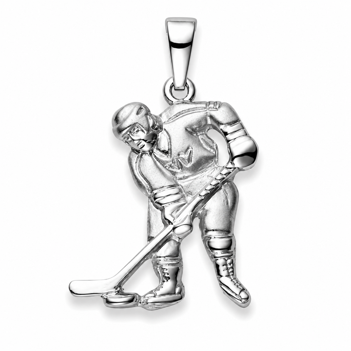 Anhänger Eishockey Silber rhodiniert  matt poliert 15x18mm