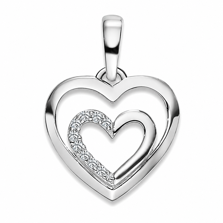 Anhänger Herz Silber rhodiniert facettiert mit Zirkonia poliert 12x10mm