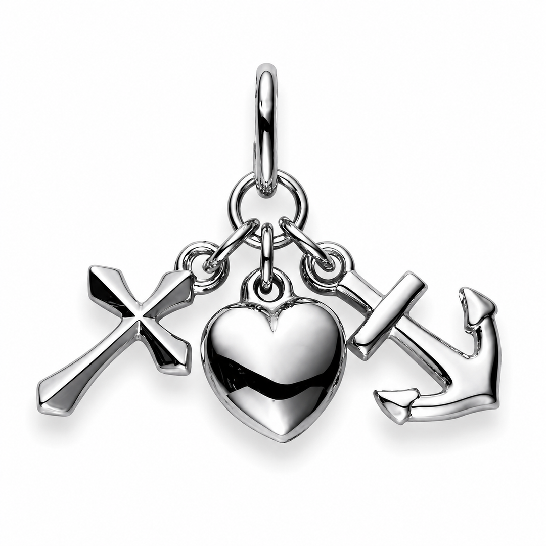 Anhänger Glaube Liebe Hoffnung Silber rhodiniert Glaube Liebe poliert 15x12mm
