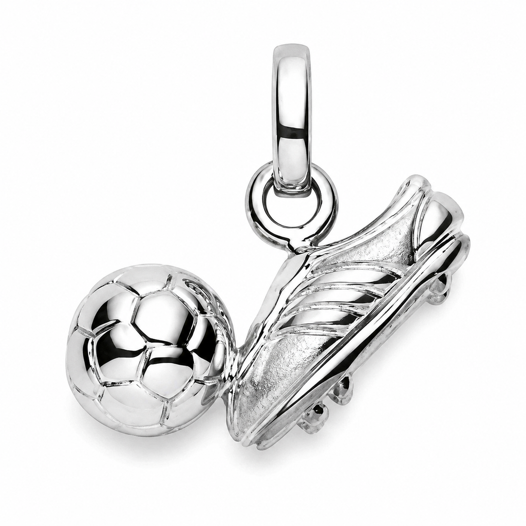 Anhänger Silber Fussballschuh mit Ball rhodiniert 15x9mm