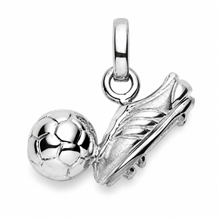 Anhänger Silber Fussballschuh mit Ball rhodiniert 15x9mm