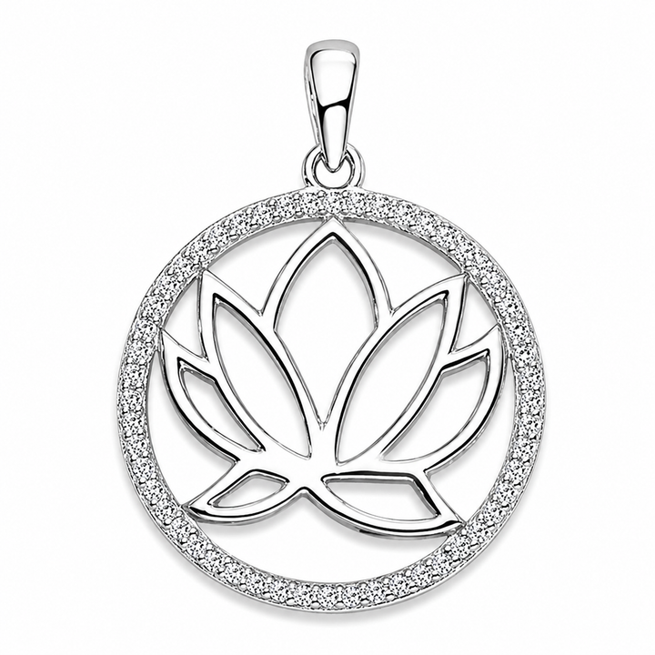 Anhänger Silber Lotus Zirkonia rhodiniert 21mm