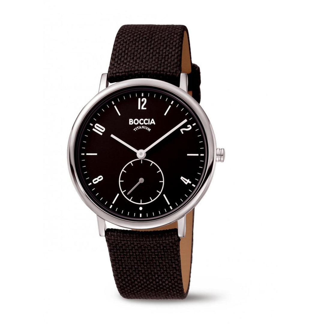 Boccia 3350-03 Uhr Titan Q Kleine Sekunde  ZB schwarz Arabisch Index Lederband