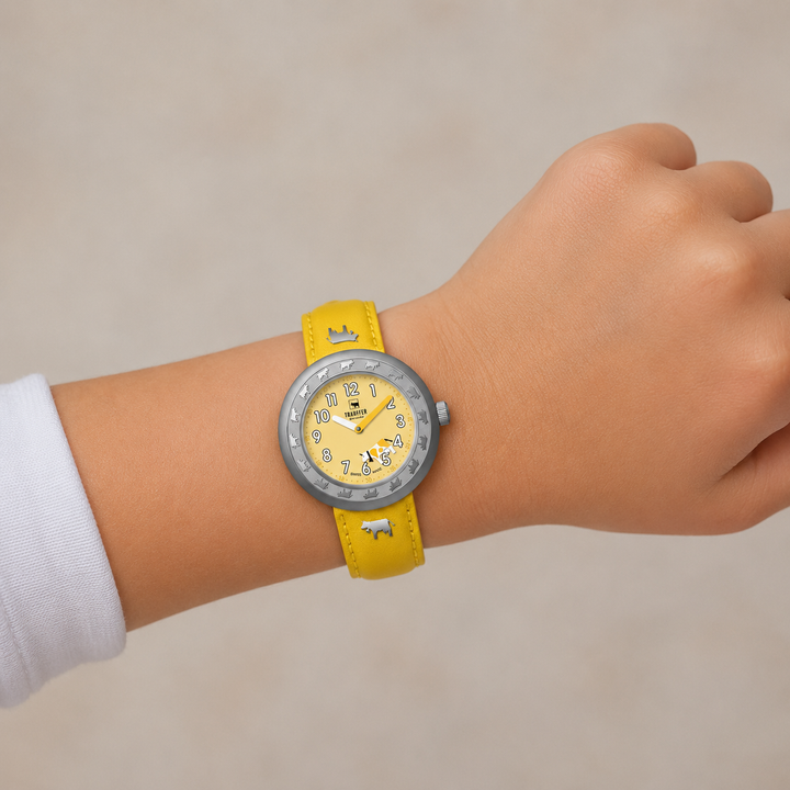 Trauffer Kids TR-AK-YE-01 Yellow Q Metall PVD grau ZB Yellow Arabisch mit Kuh Kunstleder 30mm