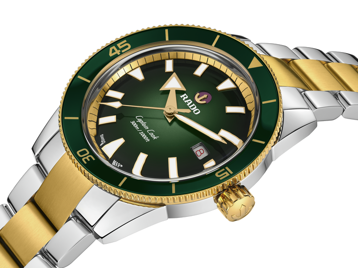 Rado Captain Cook Automatik 80 Stahl ZB grün Index Metallband 42mm