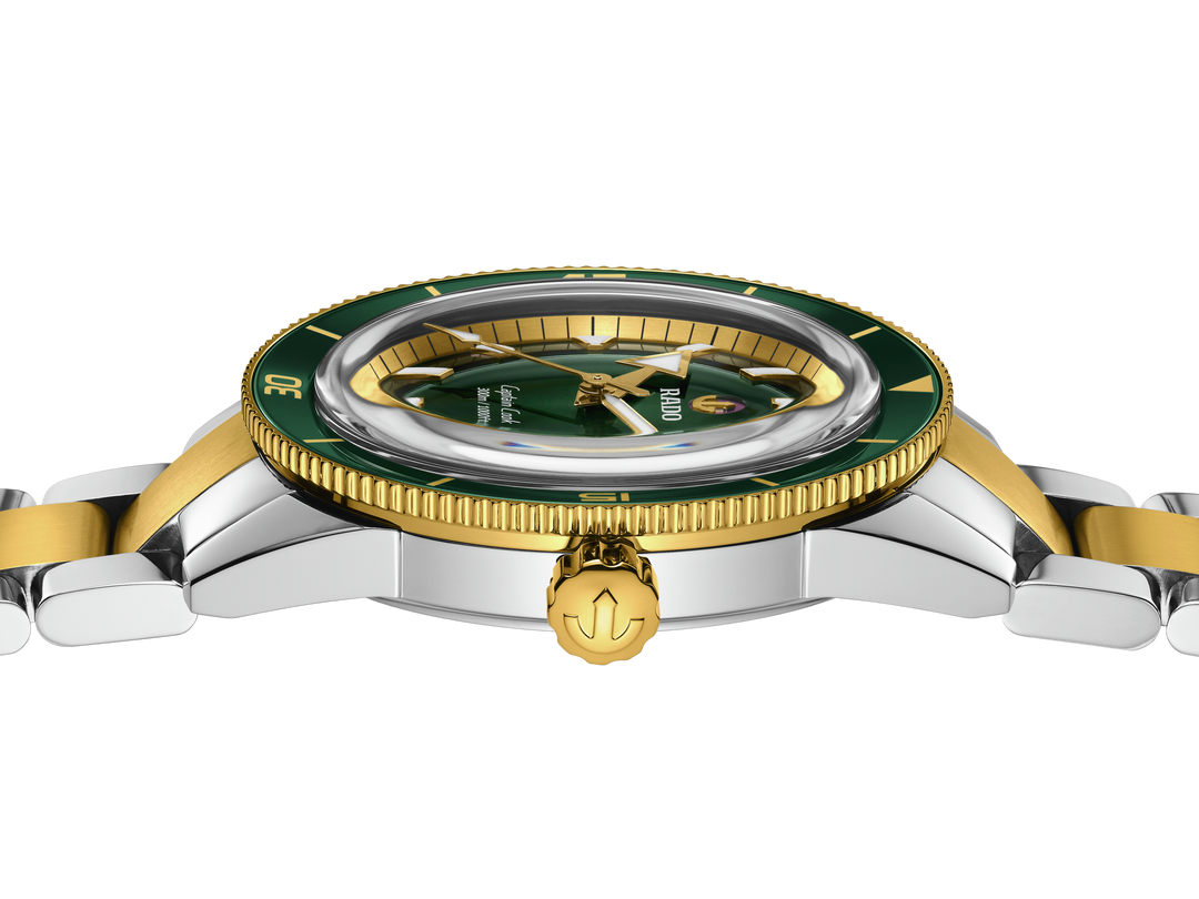 Rado Captain Cook Automatik 80 Stahl ZB grün Index Metallband 42mm