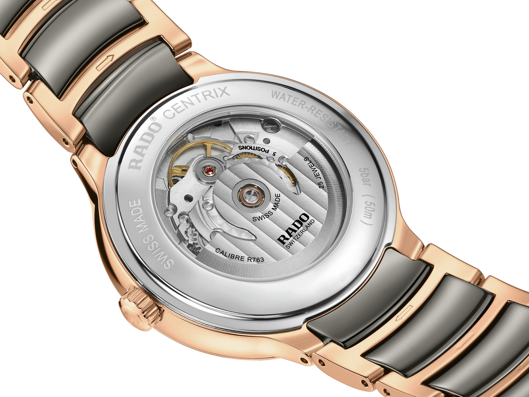 Rado L Centrix R30017012 Stahl PVD rosé Automatic 80std  ZB Silber Index Band Stahl PVD rosé 39.5mm