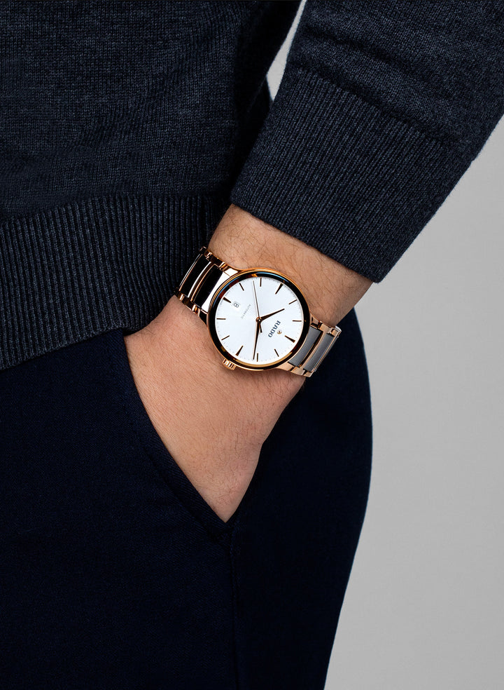Rado L Centrix R30017012 Stahl PVD rosé Automatic 80std  ZB Silber Index Band Stahl PVD rosé 39.5mm