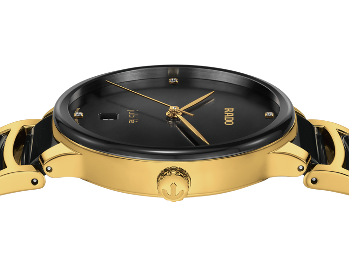 Rado L Centrix R30022712 Q Stahl PVD gelb  Zifferblatt  schwarz 4 Diam 39.5mm
