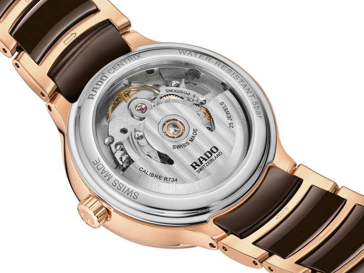 Rado M Centrix R30029942 Automatic 80std Stahl PVD rosè Diamonds Open Heart 35mm