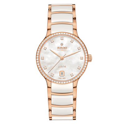 Rado M Centrix R30230902 Stahl PVD rosé Automatic 80Std Brillanten ZB Perlmutt weiss mit Diam 35mm
