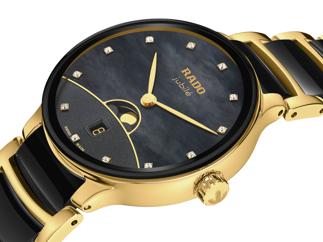 Rado M Centrix R30233942 Q Mondphase Diamonds Stahl PVD gelb ZB blau Perlmutt +schwarz 12 Diam 35mm