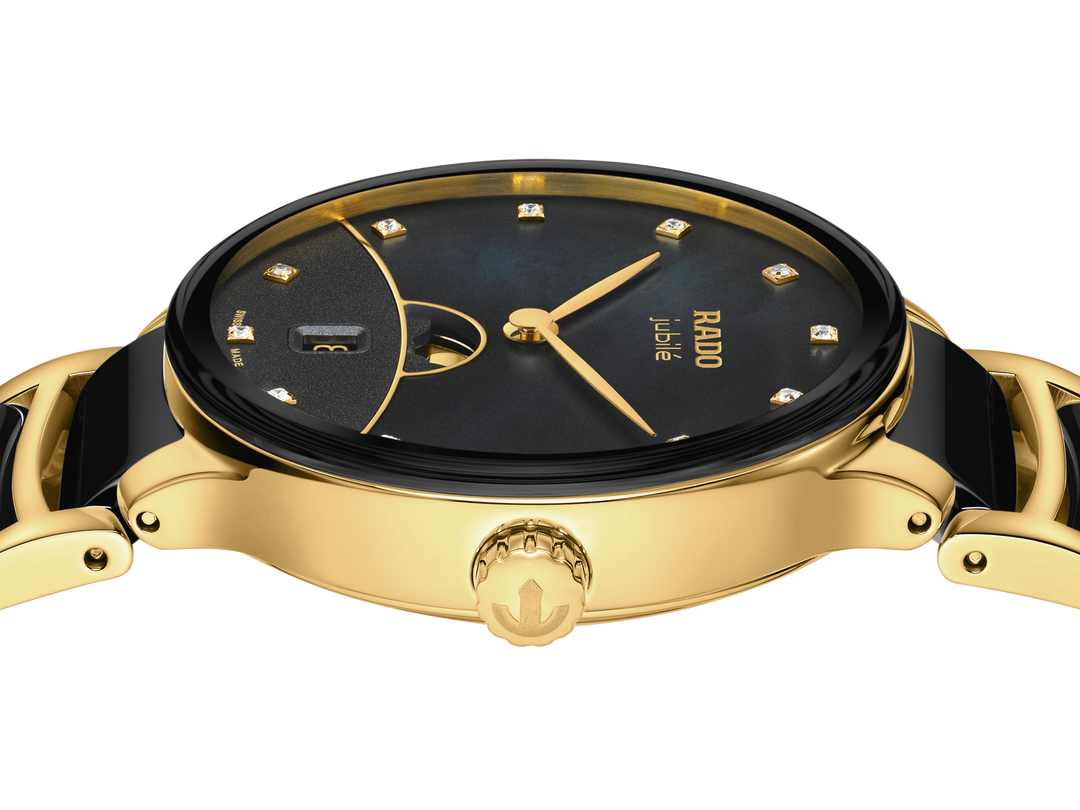 Rado M Centrix R30233942 Q Mondphase Diamonds Stahl PVD gelb ZB blau Perlmutt +schwarz 12 Diam 35mm