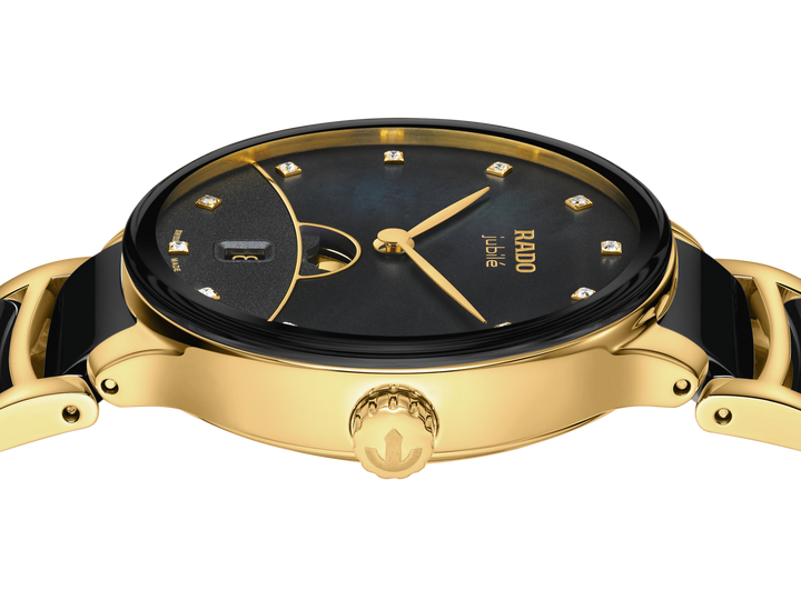 Rado M Centrix R30233942 Q Mondphase Diamonds Stahl PVD gelb ZB blau Perlmutt +schwarz 12 Diam 35mm