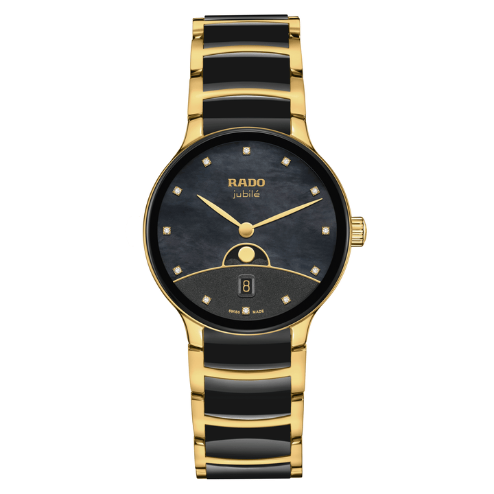 Rado M Centrix R30233942 Q Mondphase Diamonds Stahl PVD gelb ZB blau Perlmutt +schwarz 12 Diam 35mm