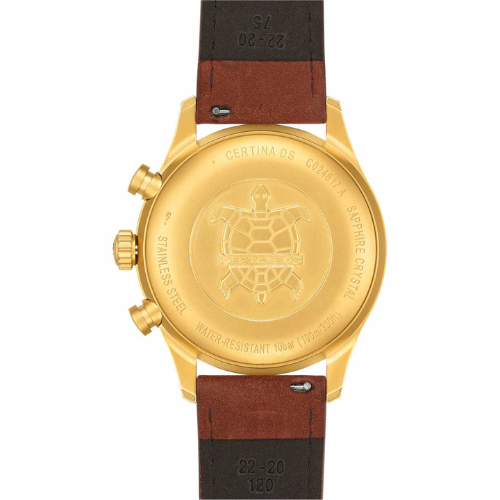 Certina DS C024.617.36.092.00 Pilot Q Chronograph Stahl PVD gelb matt ZB grün Arabisch Lederband