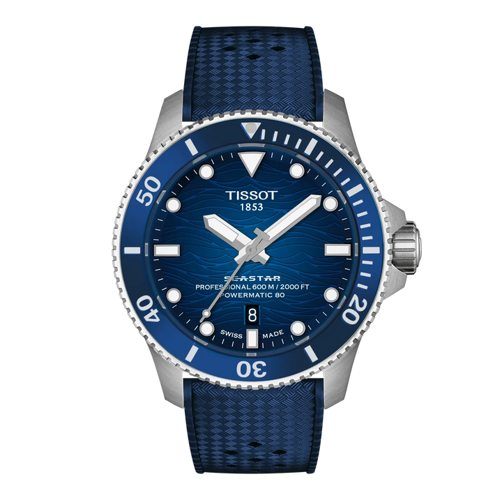 Tissot Seastar Powermatic 80 T120.907.17.041.00 Stahl ZB blau Index Punkte Lunette Keramik 44mm
